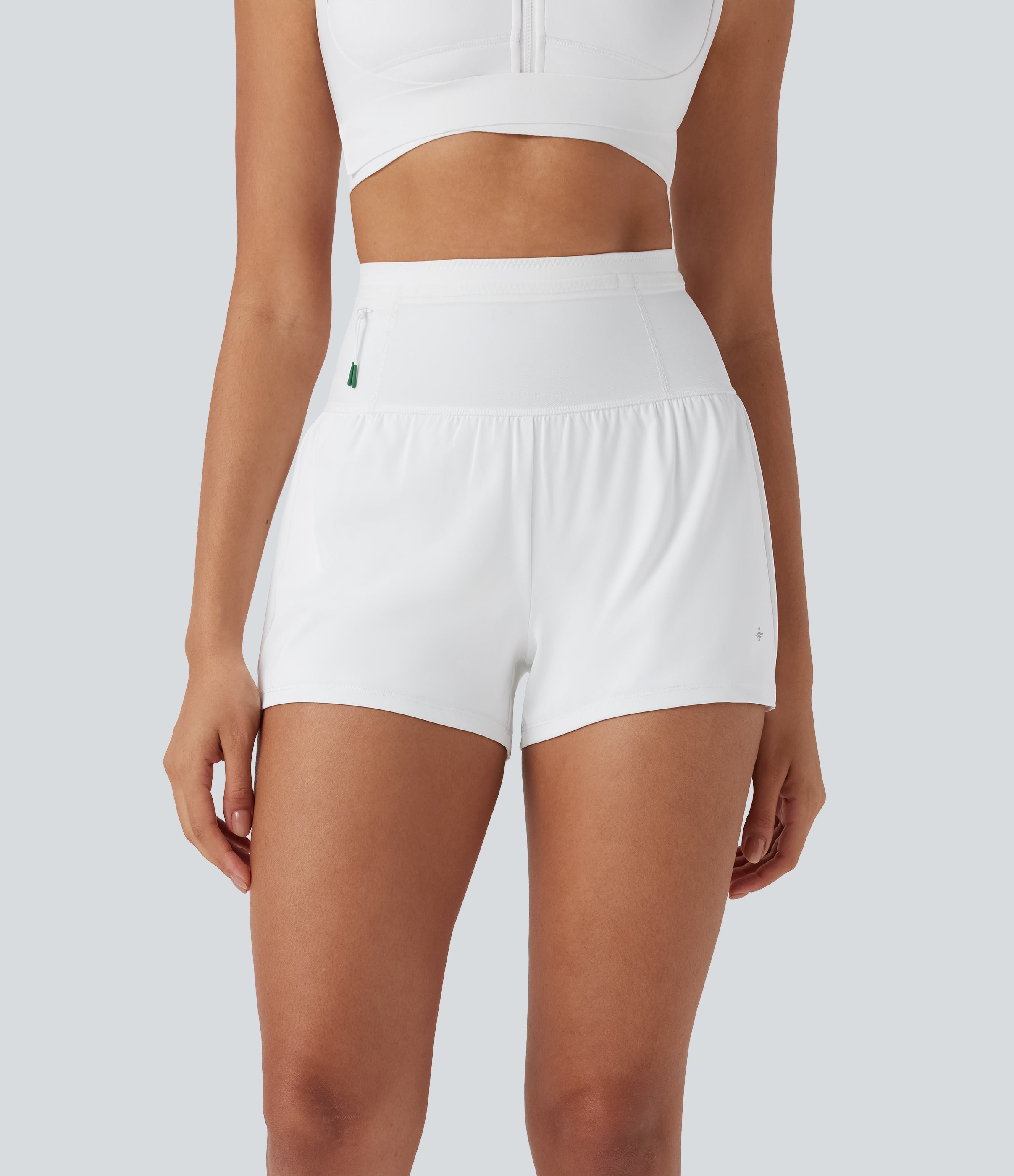 SpeedWaveTM High Waisted Contrast Mesh 2-in-1 Quick Dry Running Shorts with Pockets