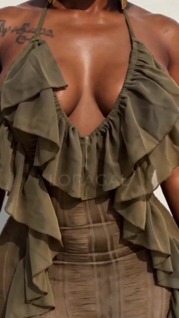 Halter Backless Ruffle Trim Slit Slim Fit Maxi Dresses-Green