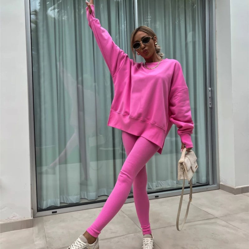 2025 New Suits Casual Loose Tops Leggings 2-piece Set Women's Sweatshirt Autumn And Winter Suits Fashionable Women