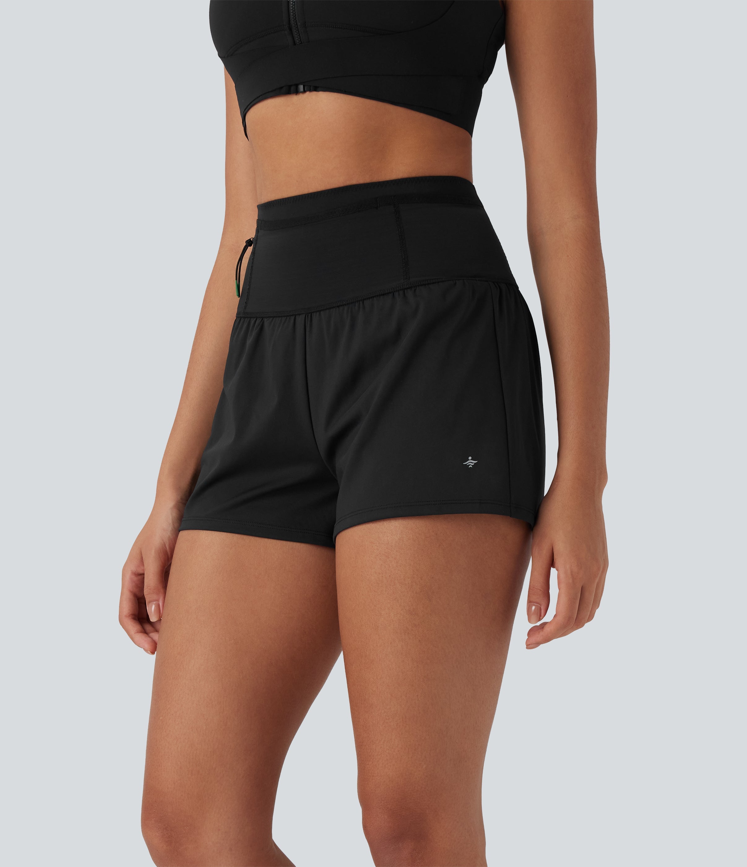 SpeedWaveTM High Waisted Contrast Mesh 2-in-1 Quick Dry Running Shorts with Pockets