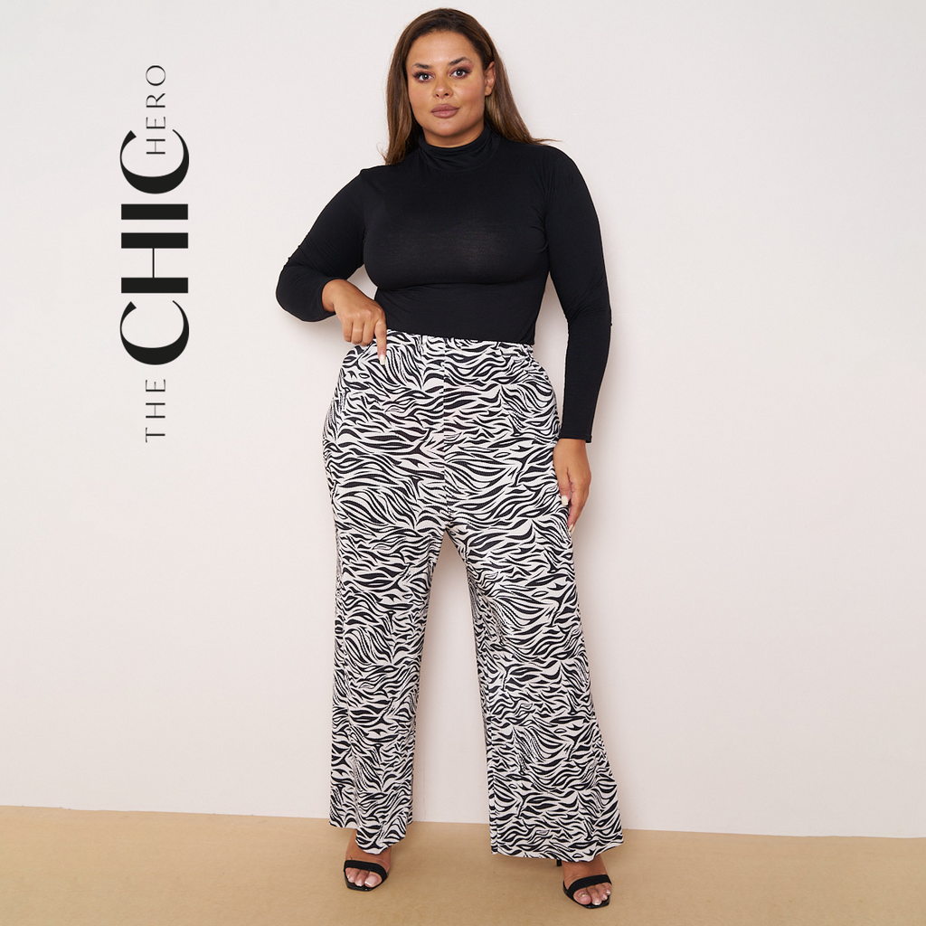 Messy Stripe Abstract Print Wide-Leg Drawstring Palazzo Pleated Pants