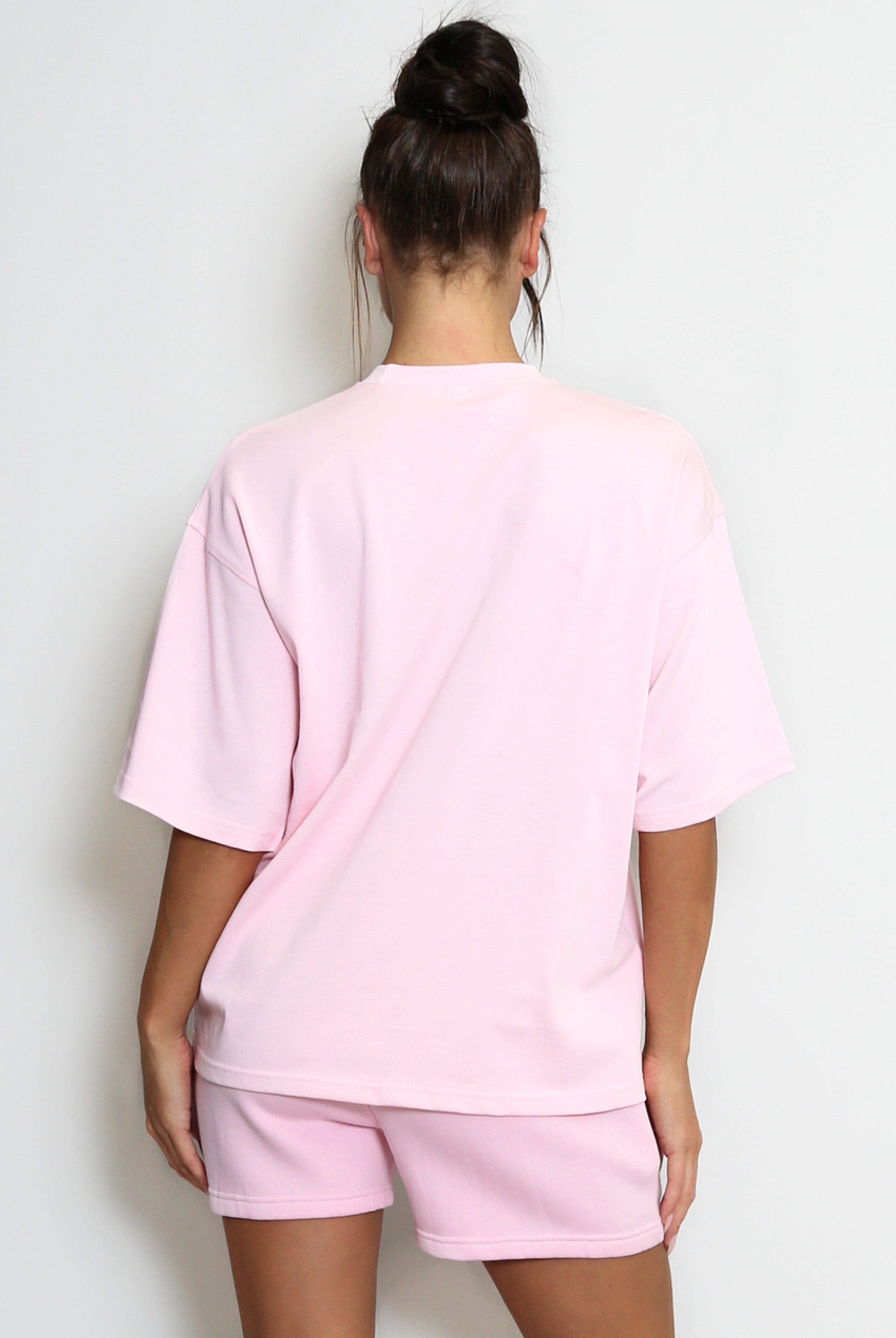 Oversized Iconic Sport Short Sleeve Crew Neck Cotton T-Shirt in Pink