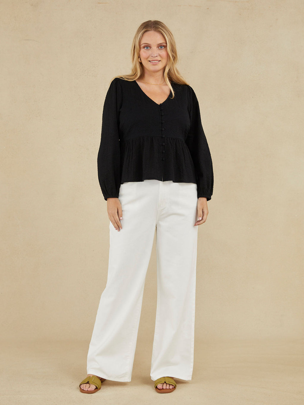 Sarah - Peplum Blouse - Black
