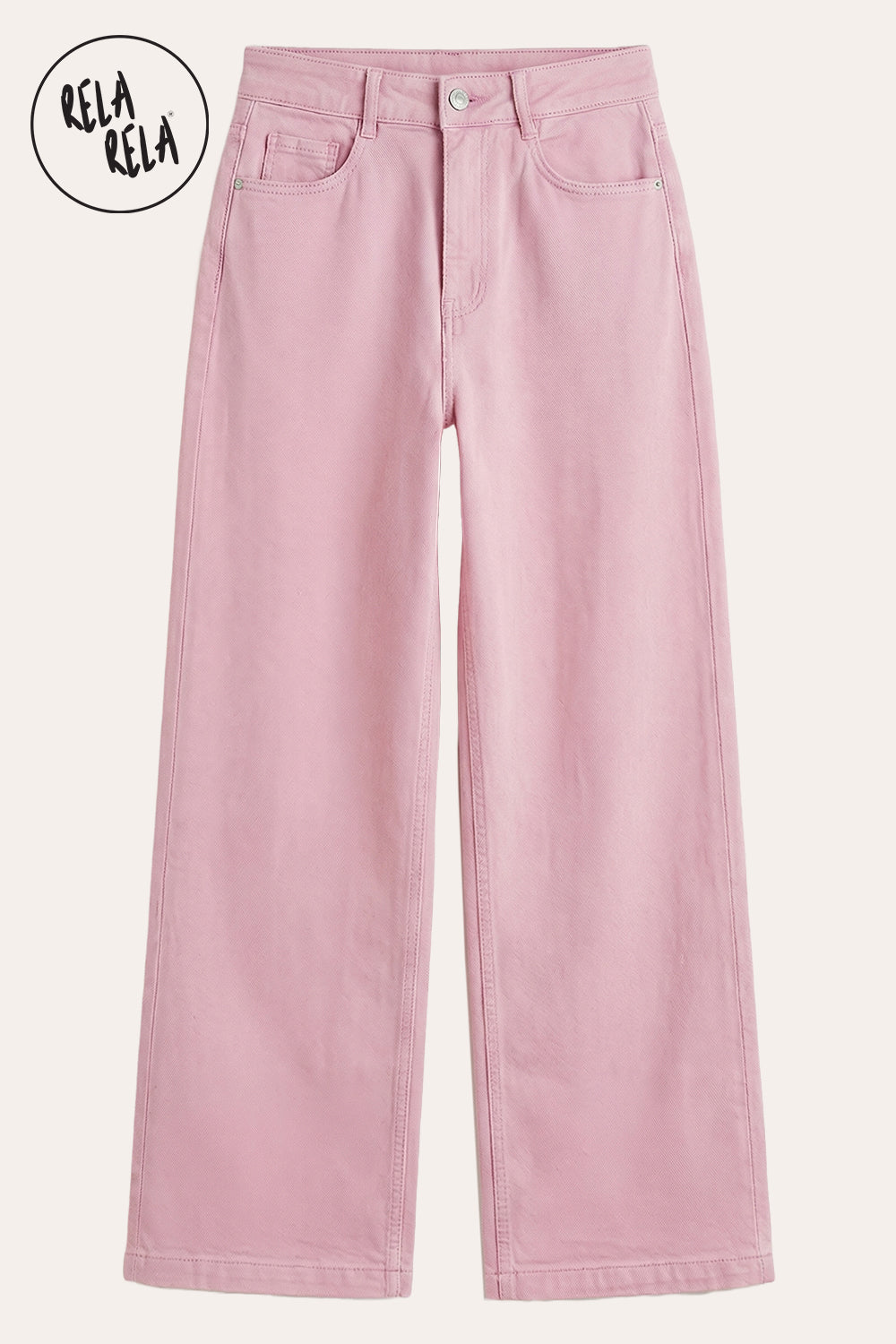 Viral Stretchy High-Waist Straight Wide Leg Jeans in Pink