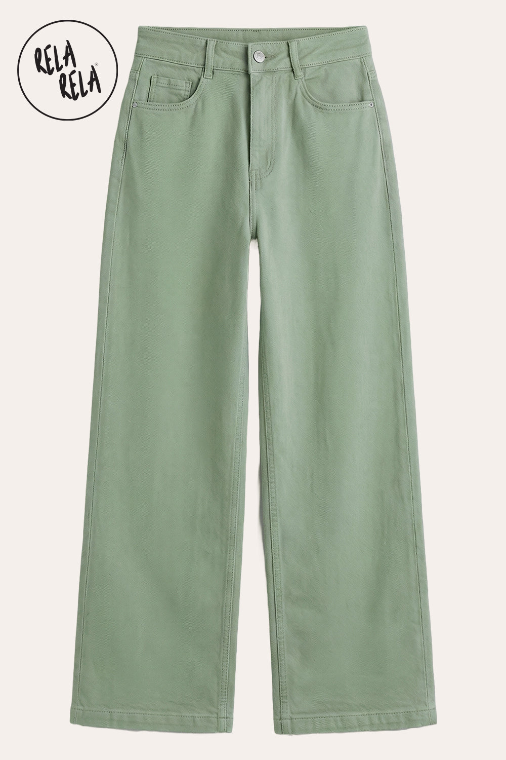 Viral Stretchy High-Waist Straight Wide Leg Jeans in Sage Green