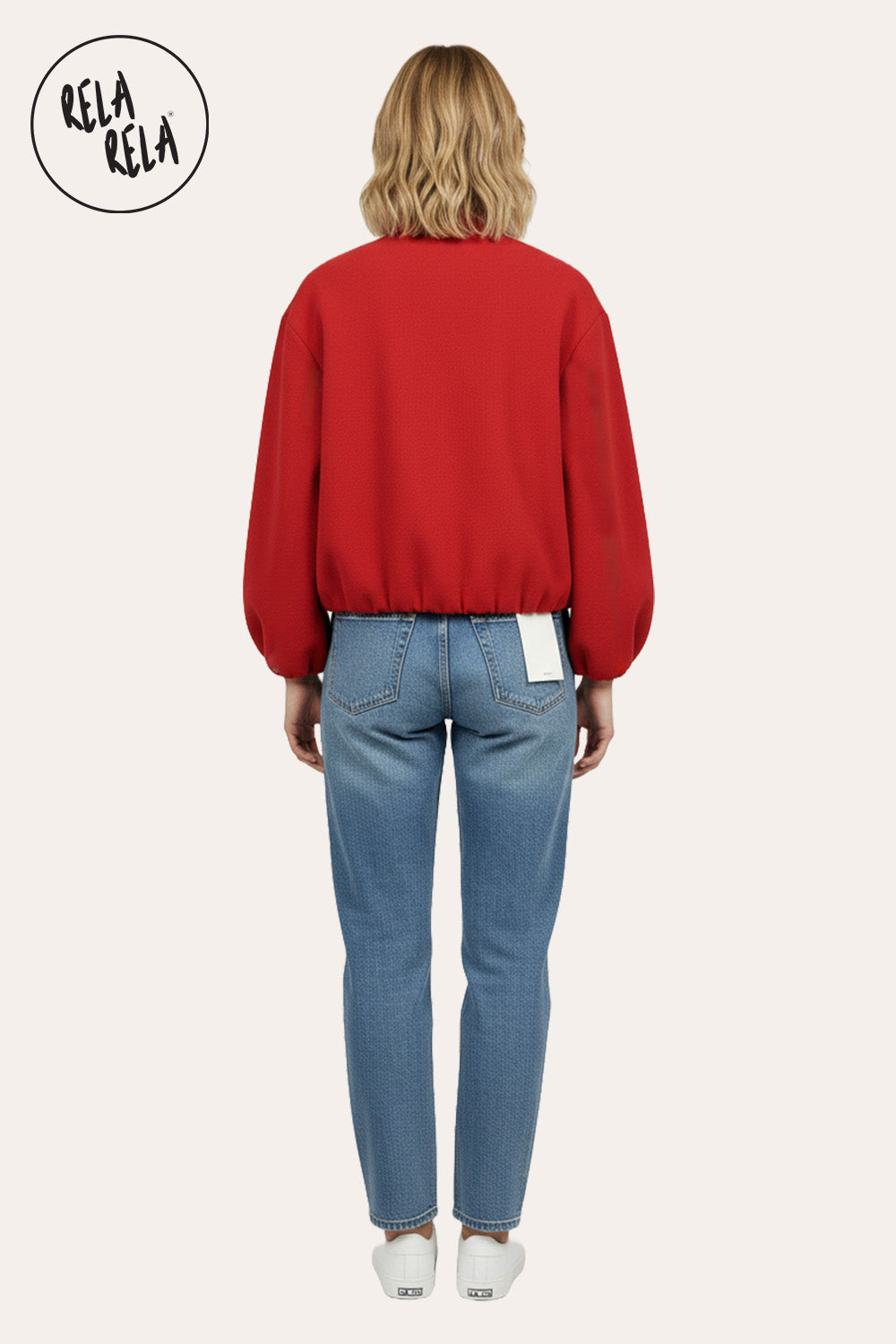 Oversized Zip-Up Casual Bomber Jacket in Red
