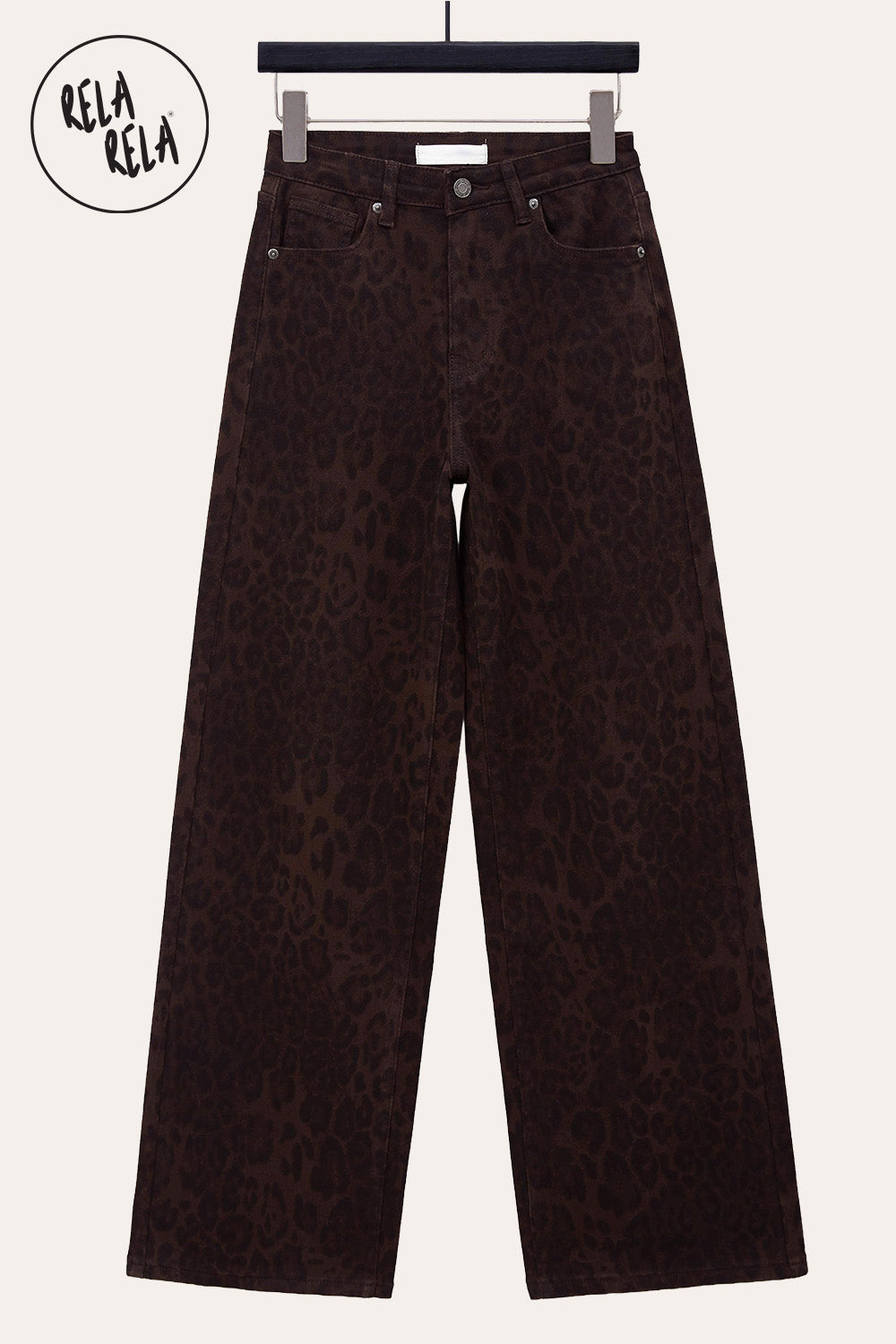 Brown Leopard Print Viral Stretchy Wide Leg Jeans