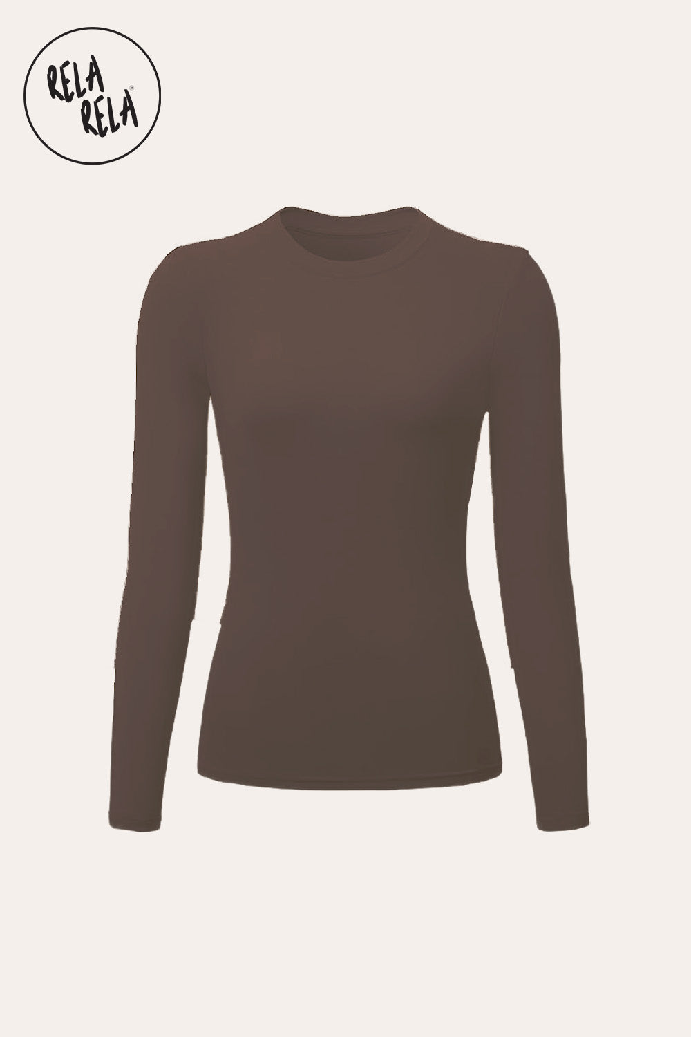 Double Lined Long Sleeve Basic T-shirt in Chocolate