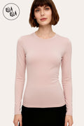 Double Lined Long Sleeve Basic T-shirt in Pink