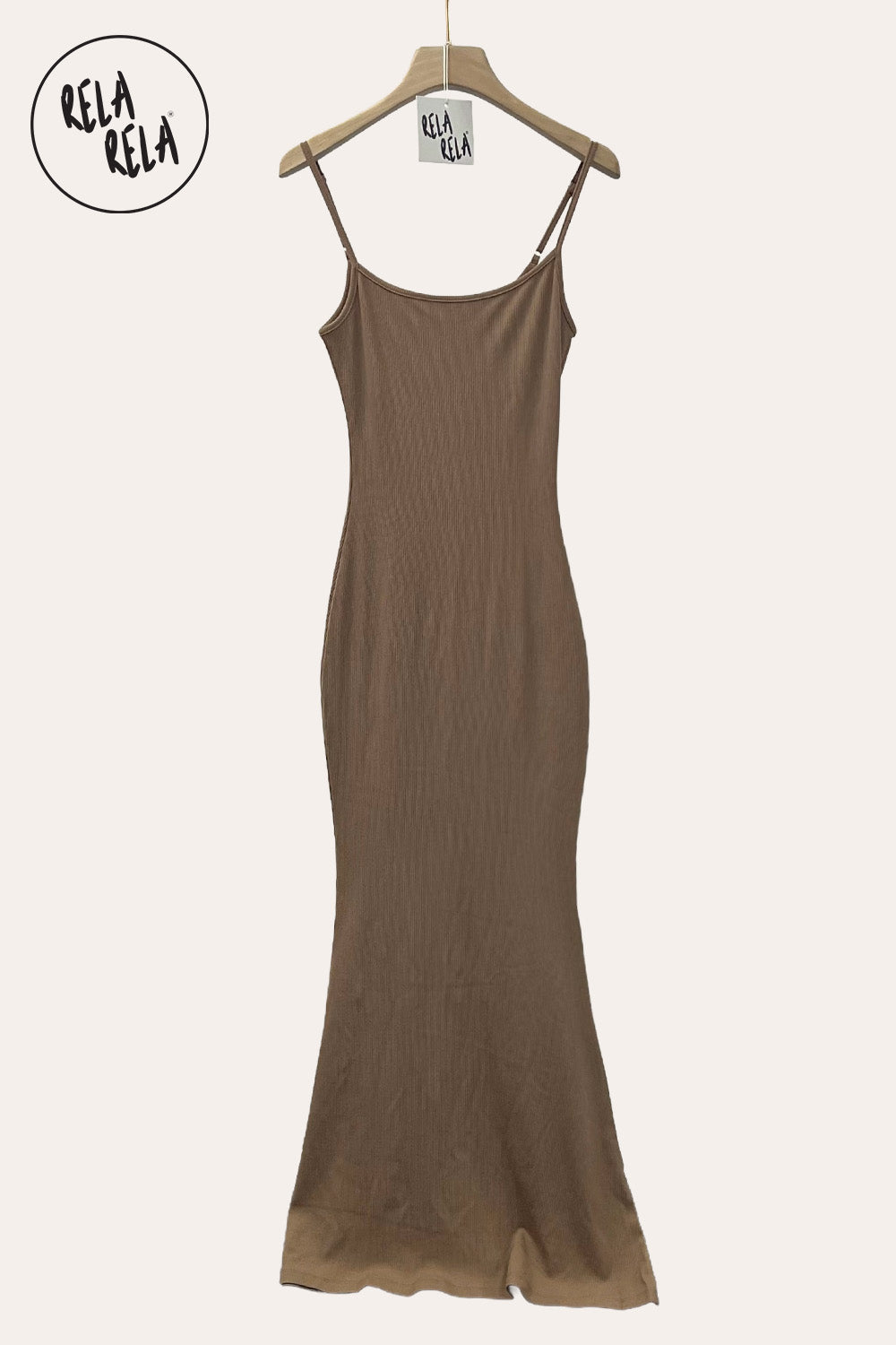 Soft Touch Stretch Rib Maxi Cami Dress in Mocha