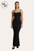 Soft Touch Stretch Rib Maxi Cami Dress in Black