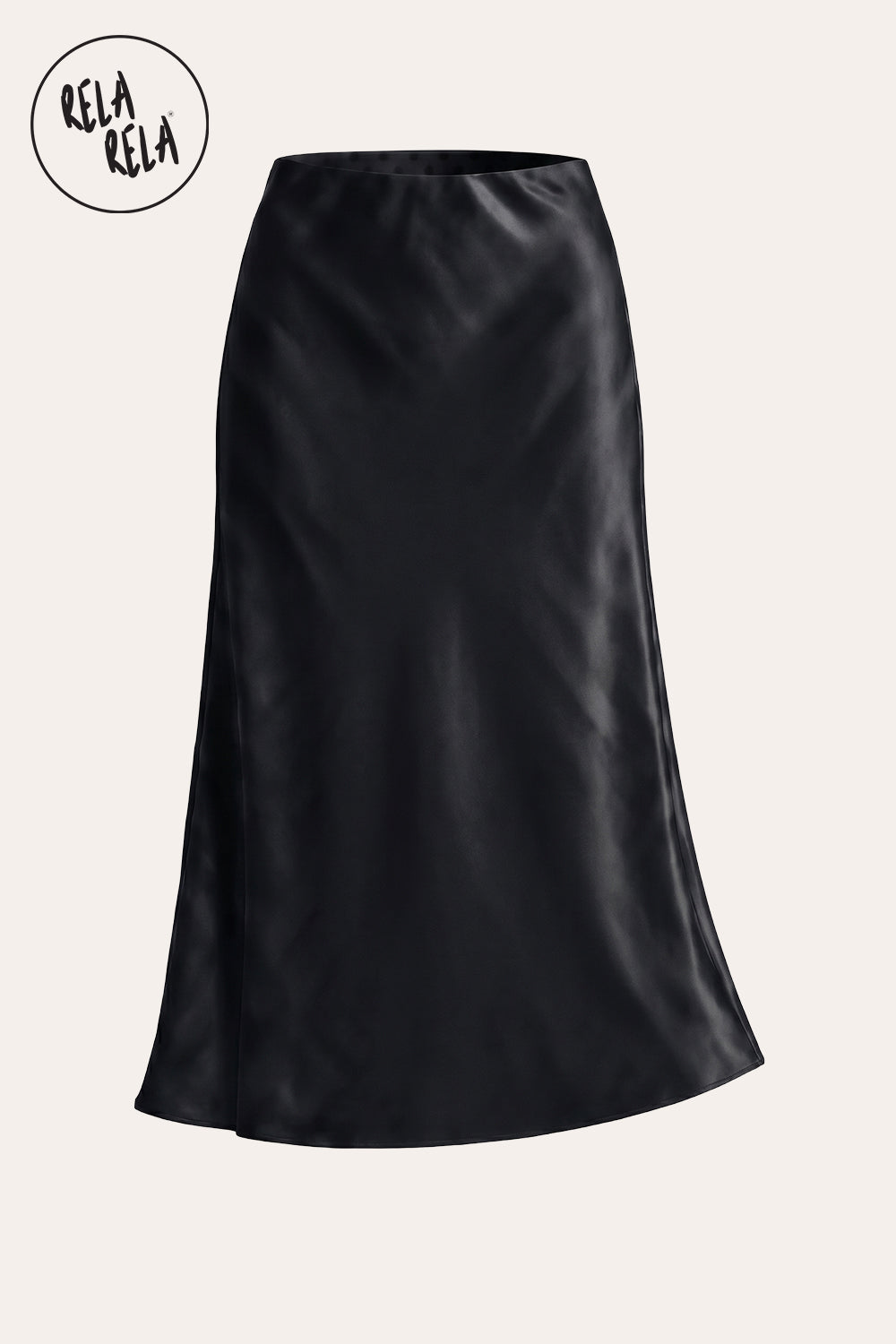 Satin Maxi Skirt with Slim Straight Cut in Black