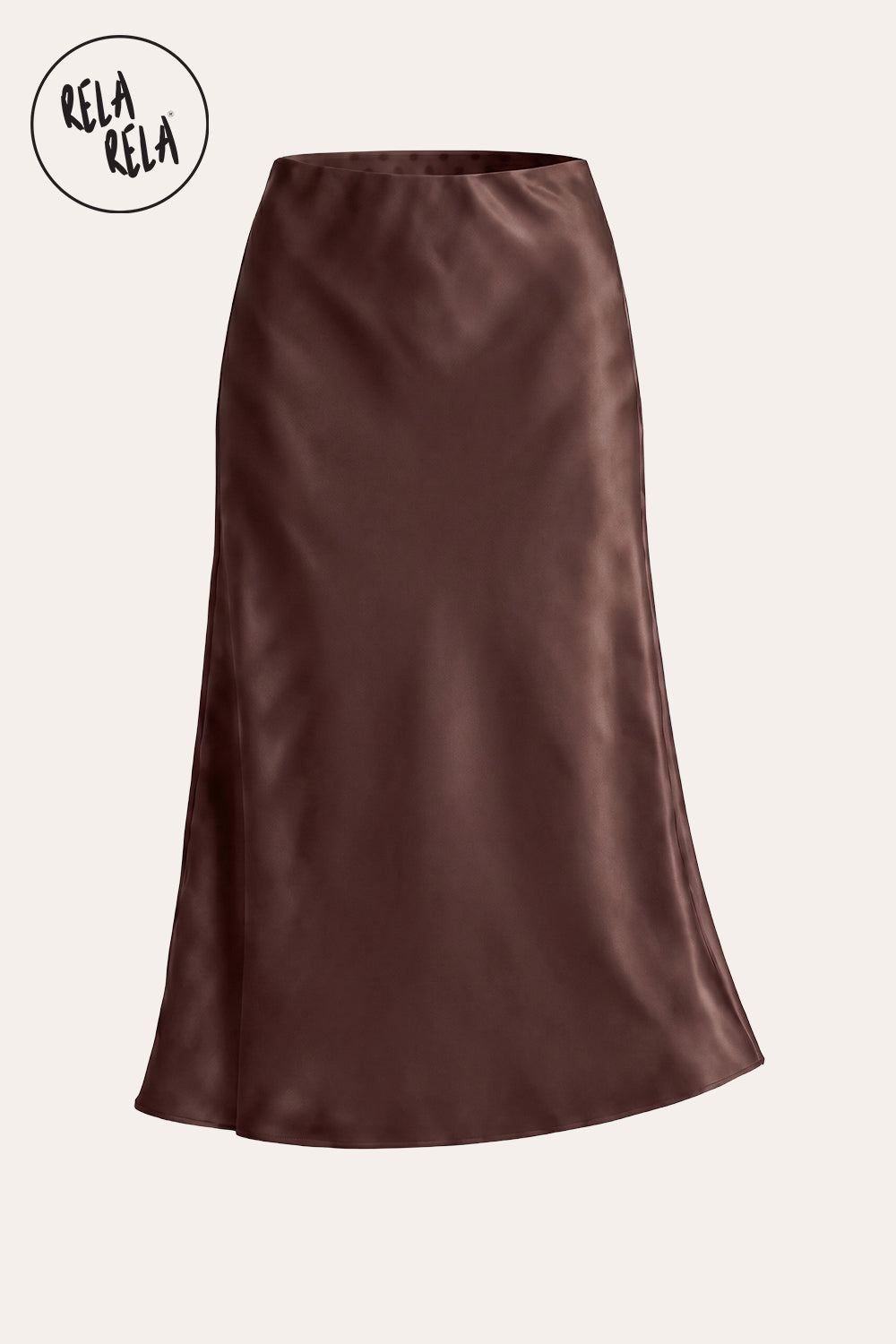 Satin Maxi Skirt with Slim Straight Cut in Chocolate