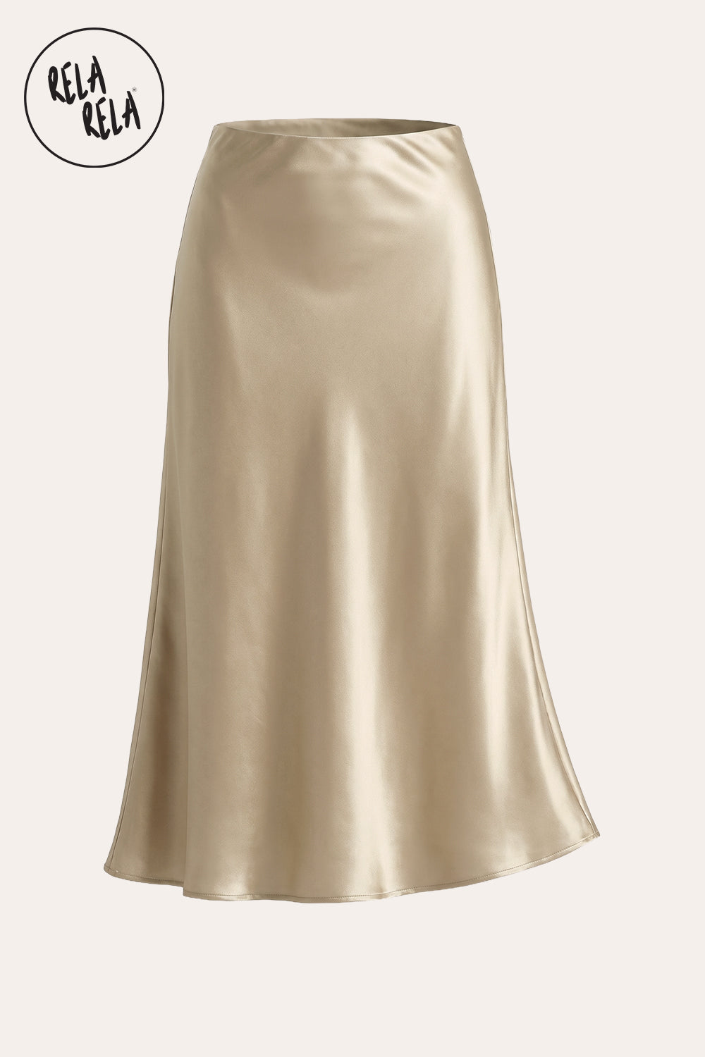 Satin Maxi Skirt with Slim Straight Cut in Champagne