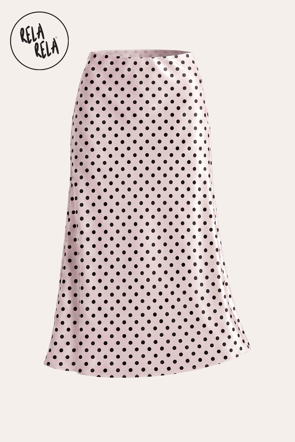 Satin Polka Dot Flowy Maxi Skirt in Pink
