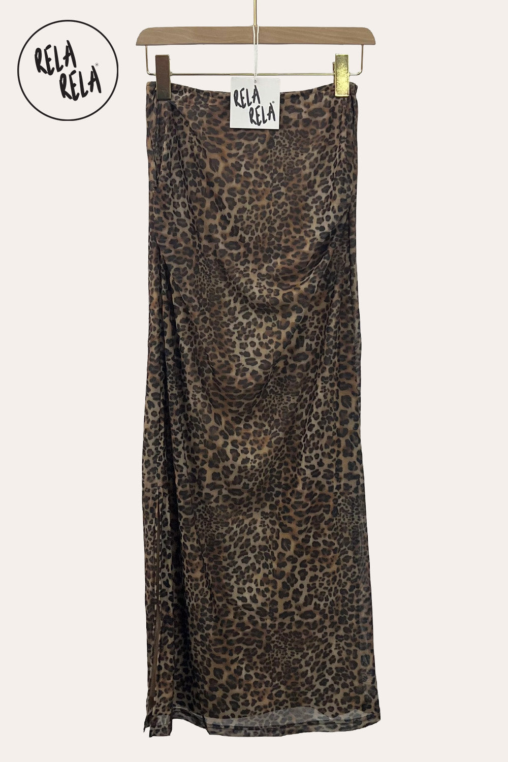 Animal Print Mesh Maxi Skirt in Leopard