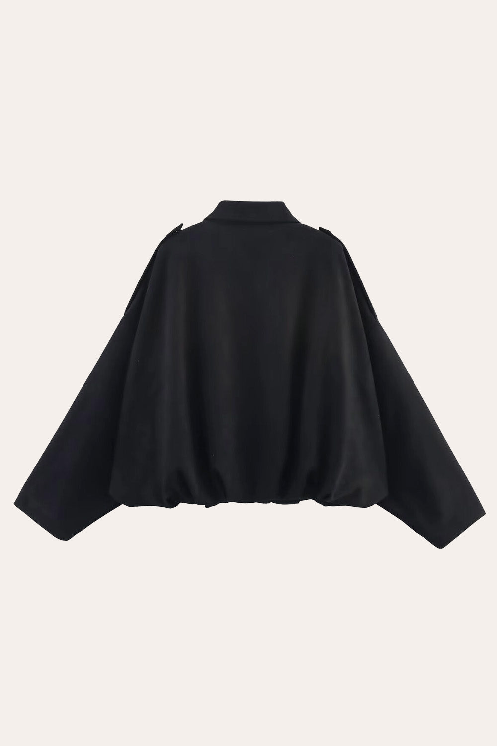 Faux Suede Zip-Up Bomber Jacket in Black