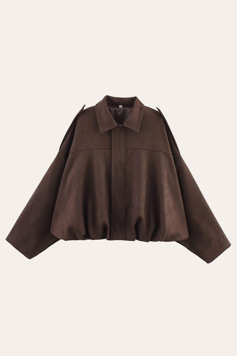 Faux Suede Zip-Up Bomber Jacket in Chocolate