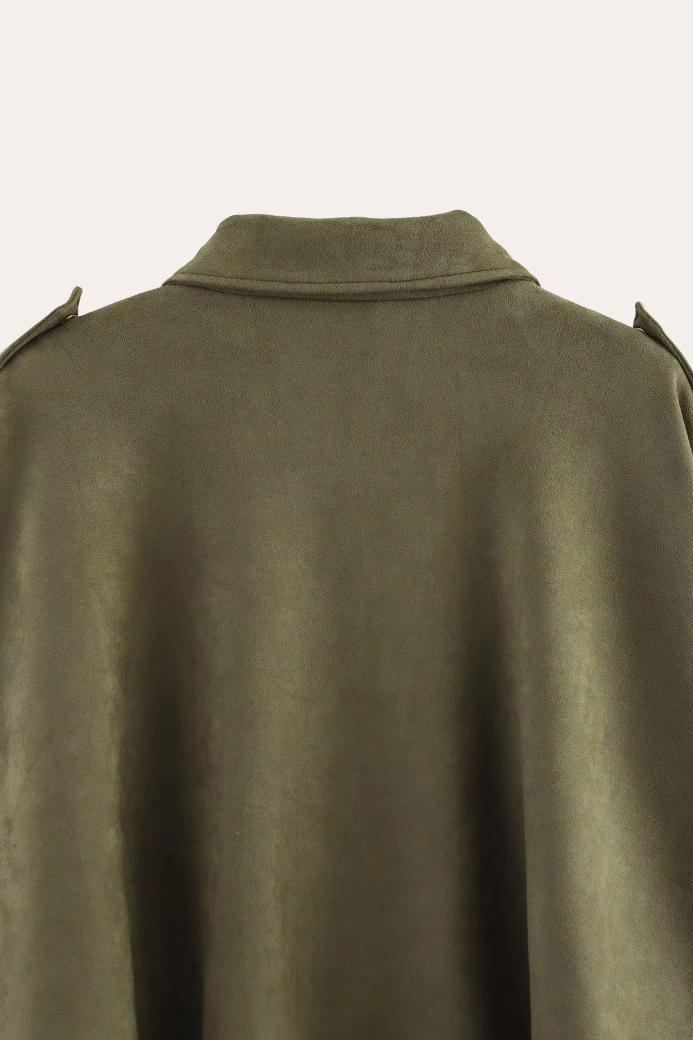 Faux Suede Zip-Up Bomber Jacket in Khaki