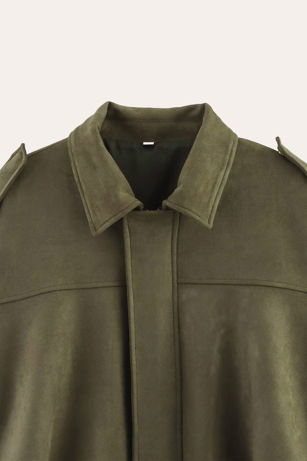 Faux Suede Zip-Up Bomber Jacket in Khaki