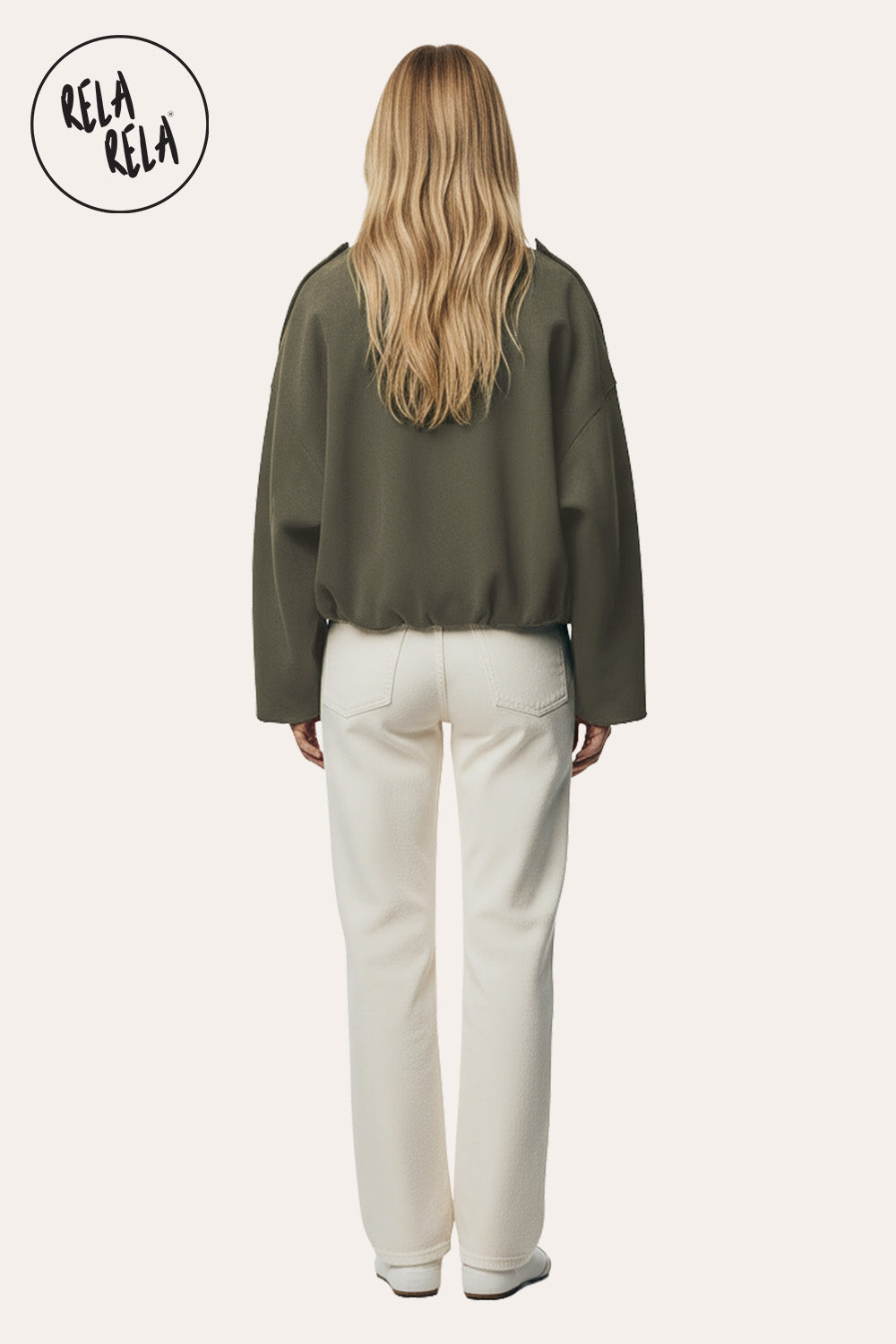 Faux Suede Zip-Up Bomber Jacket in Khaki