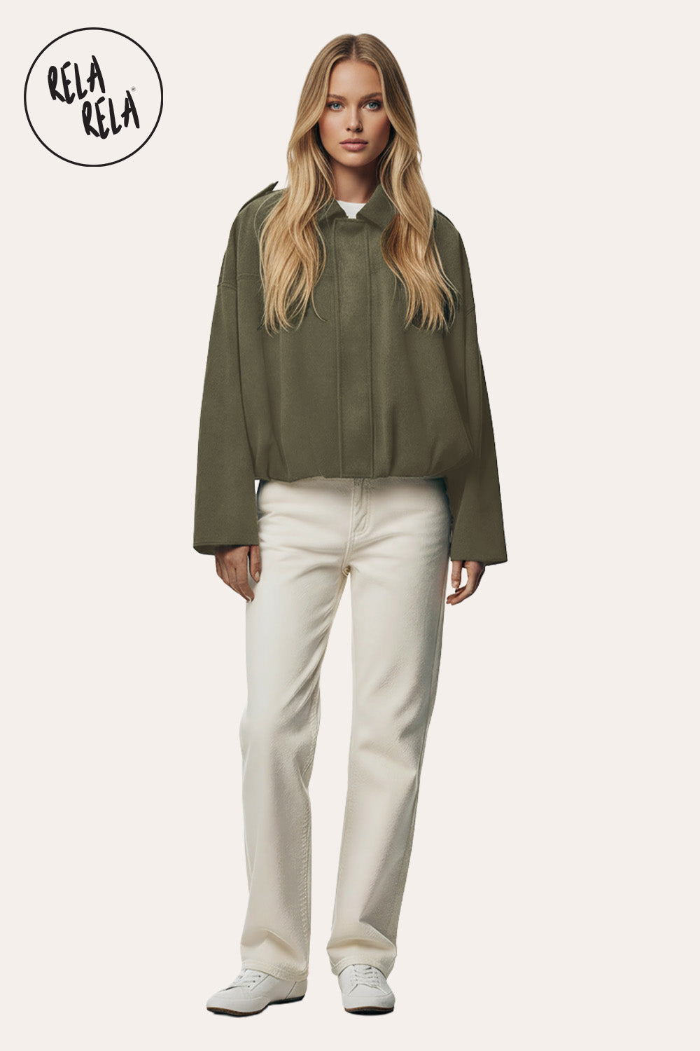 Faux Suede Zip-Up Bomber Jacket in Khaki