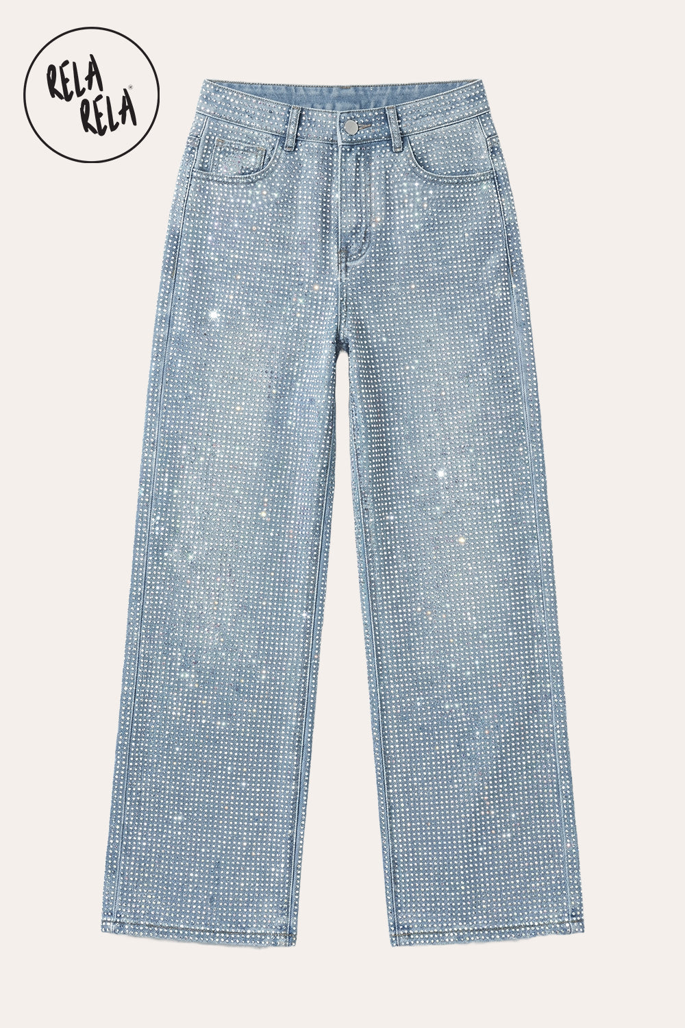 Limited Edition Viral Stretchy Dad Fit Jeans with Multi-Colour Mermaid Rhinestones