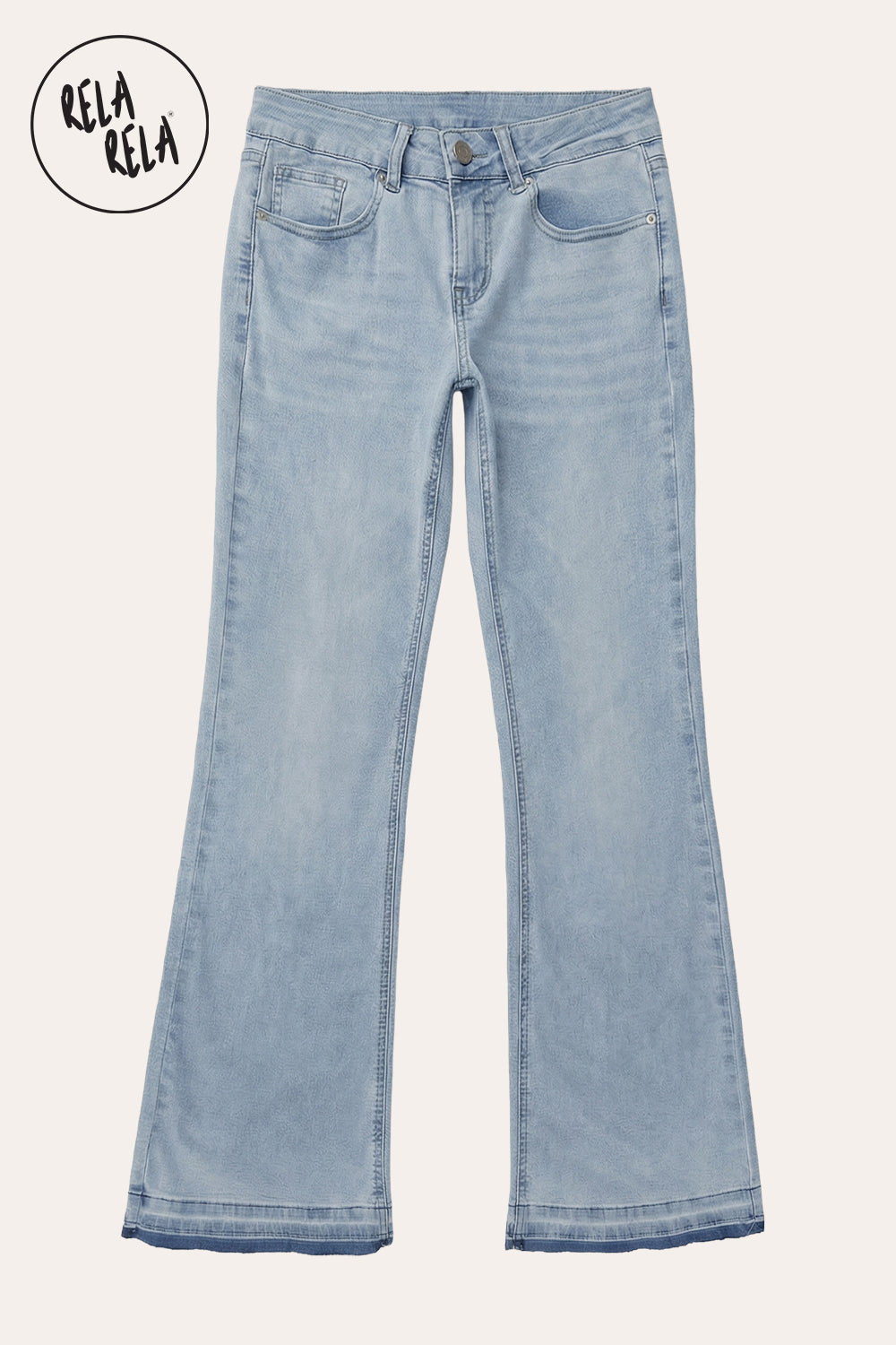 Viral Stretchy Low-Waisted Flap Pocket Bootcut Flared Jeans in Light Blue