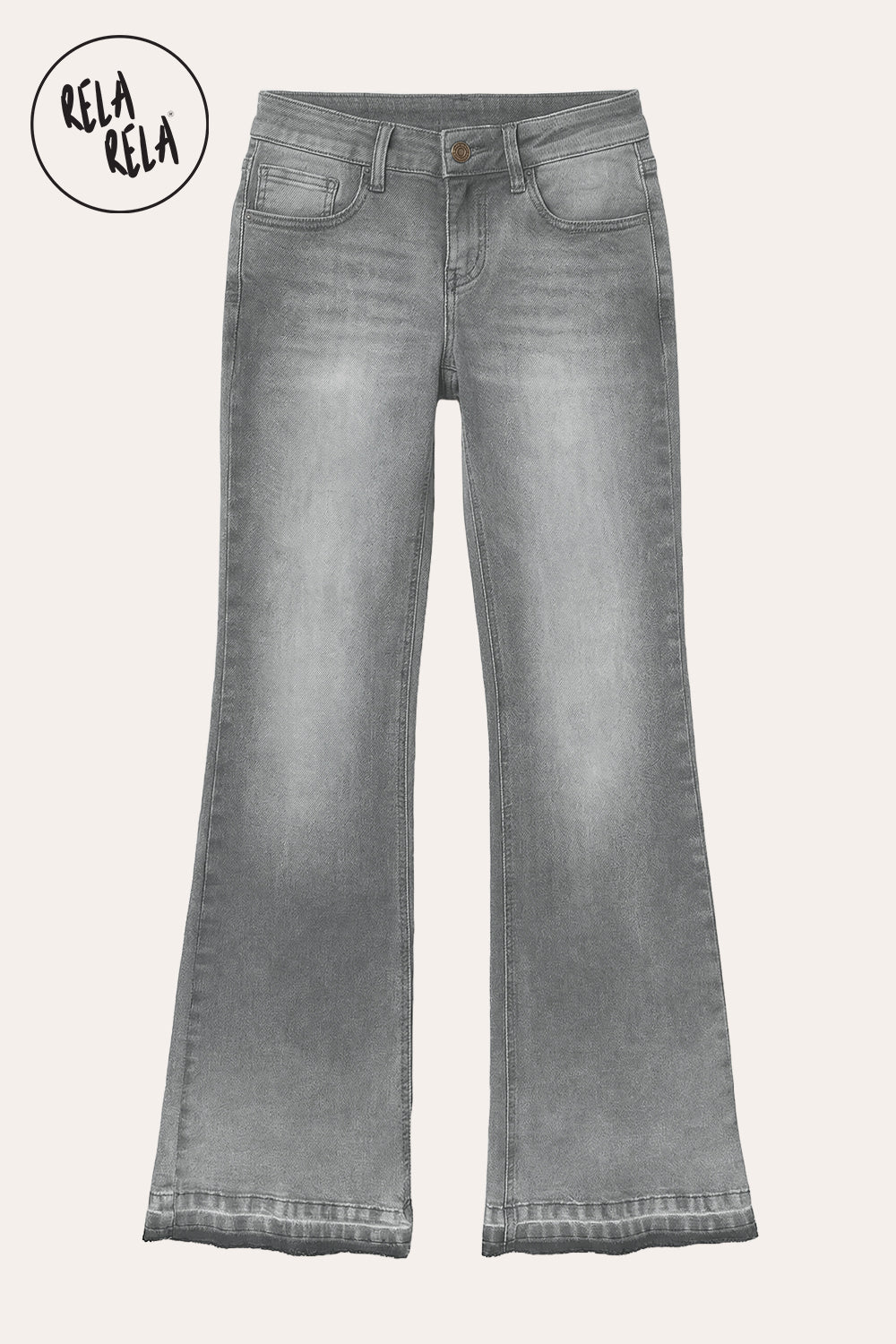 Viral Stretchy Low-Waisted Flap Pocket Bootcut Flared Jeans in Grey