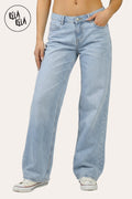 Y2K Viral Stretch Petite-Friendly Low Waisted Wide Leg Jeans - Light Blue