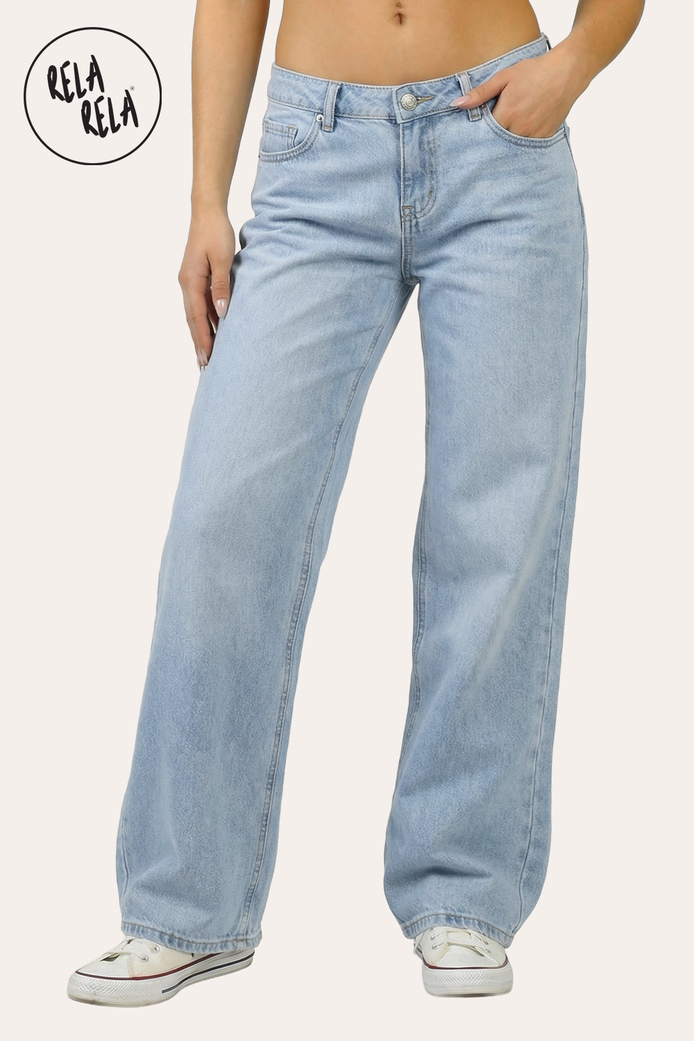 Y2K Viral Stretch Petite-Friendly Low Waisted Wide Leg Jeans - Light Blue