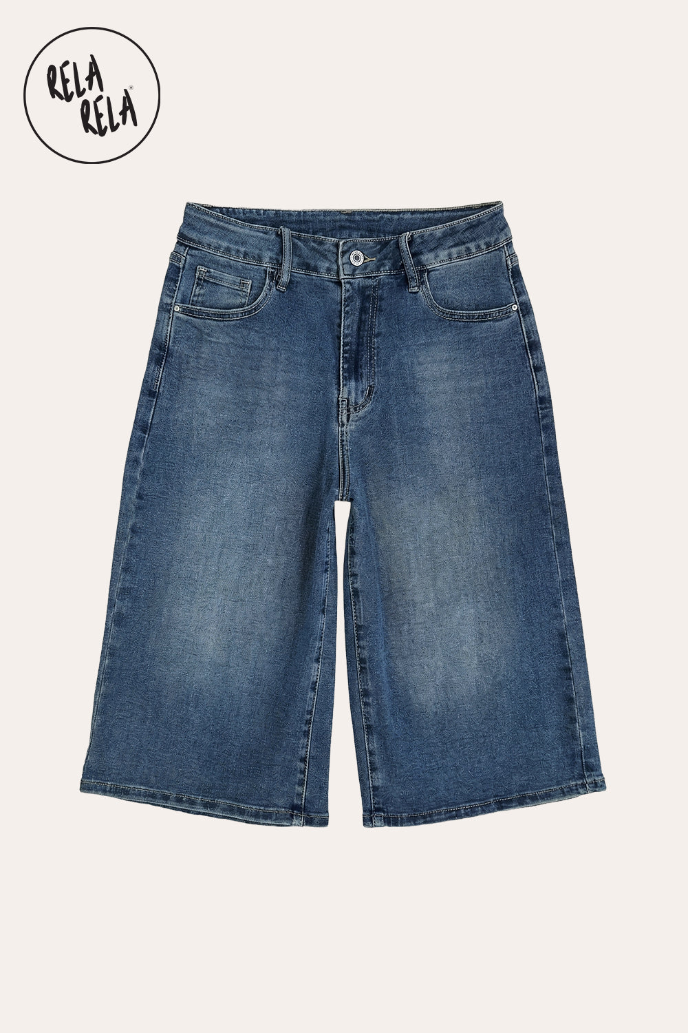 Baggy Fit Longline Denim Jorts: Y2K Loose Skater Style in Denim Blue