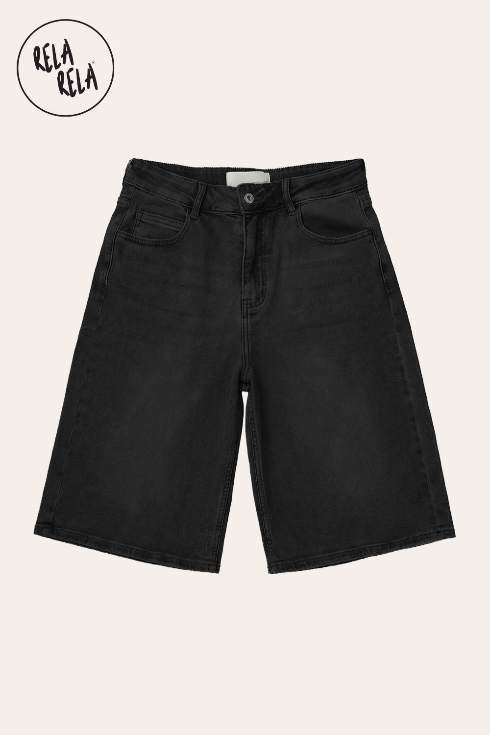 Viral Stretchy Low Rise Baggy Longline Denim Bermuda Shorts in Charcoal
