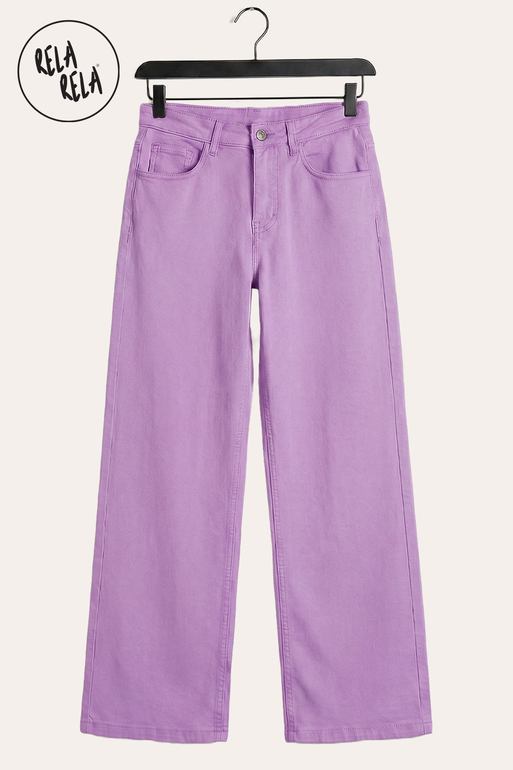Pastel Tone Stretchy Wide Leg Dad Fit Jeans in Lilac