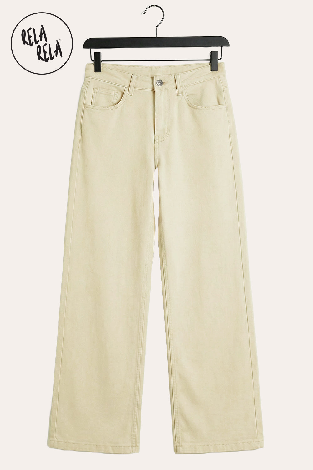 Pastel Tone Stretchy Wide Leg Dad Fit Jeans in Lemon
