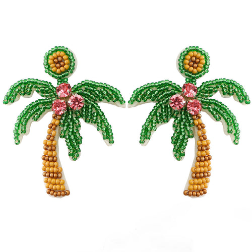 Bohemian Handmade Beaded Coconut Tree Earrings
