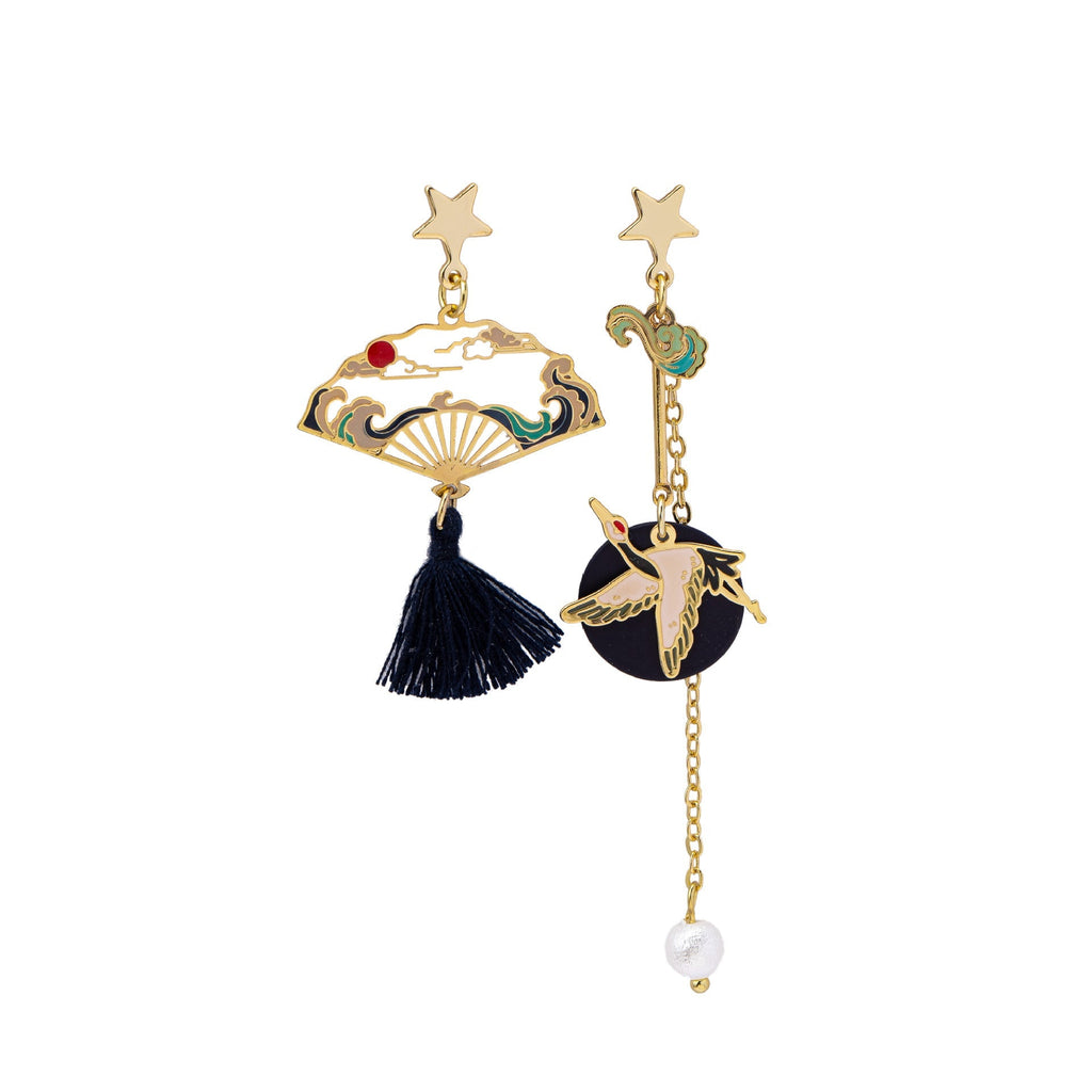 Antique Style Fringed Fan Earrings