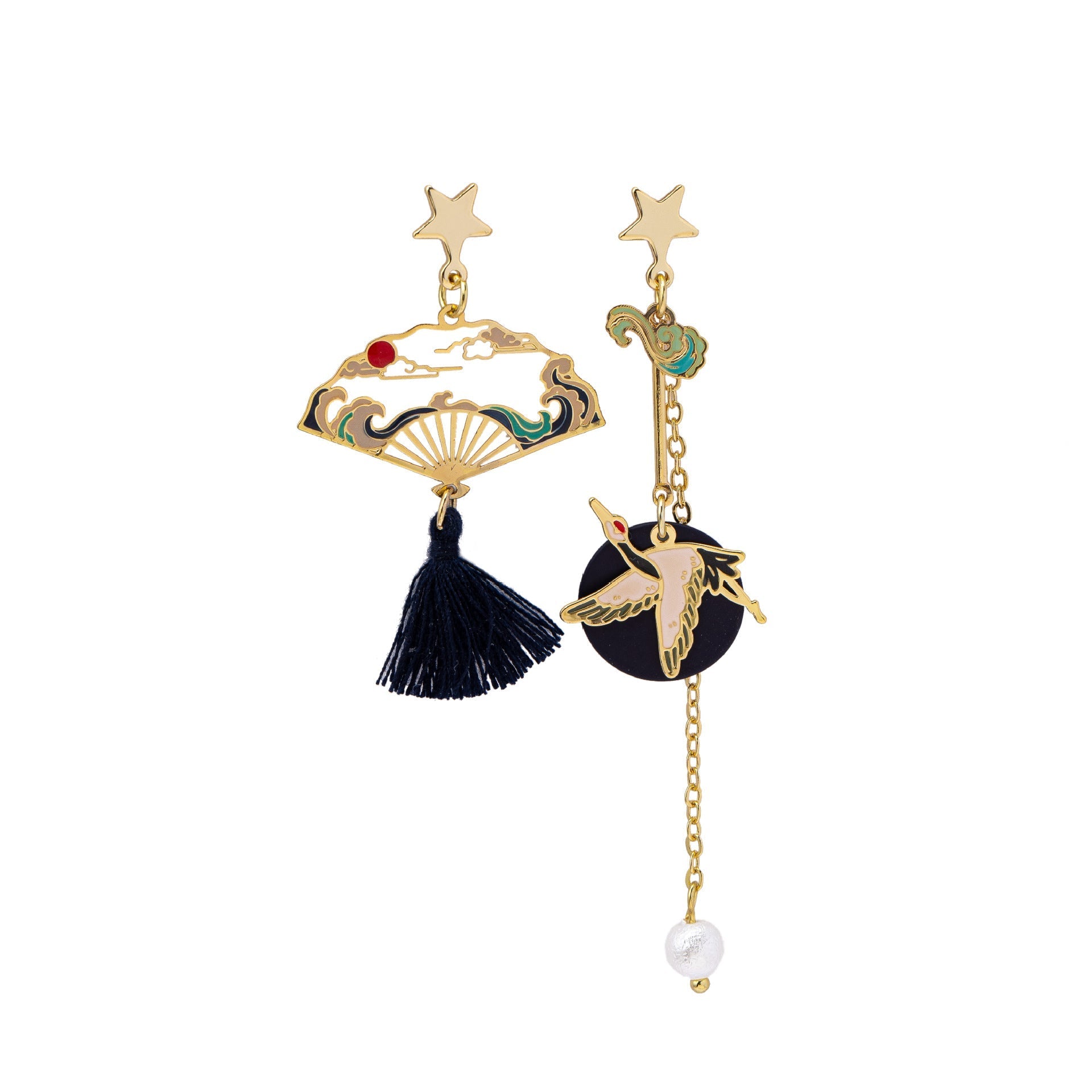 Antique Style Fringed Fan Earrings