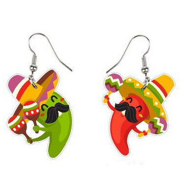 Carnival Chili Pepper Cactus Earrings