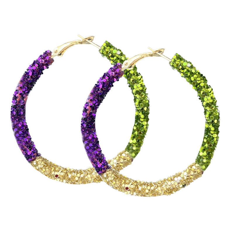 Color Blocked Glitter Hoop Earrings