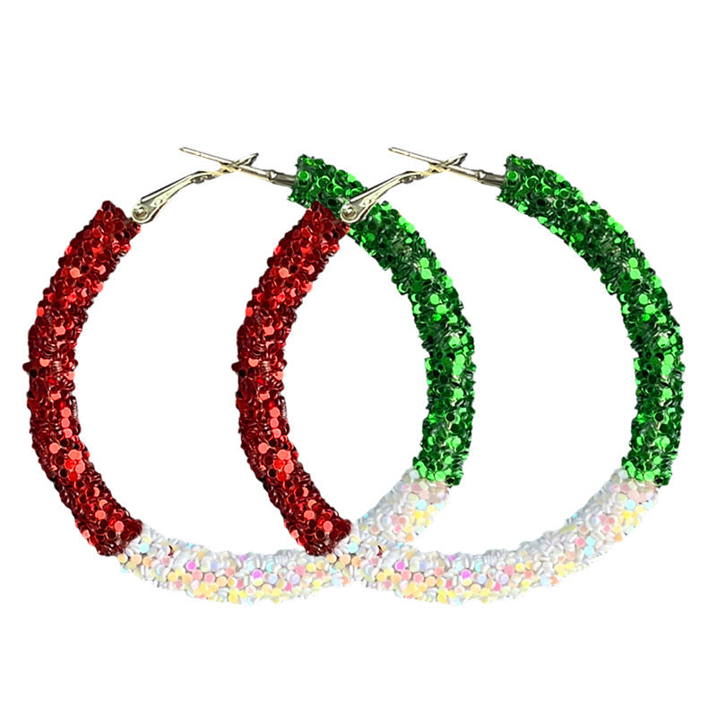 Color Blocked Glitter Hoop Earrings