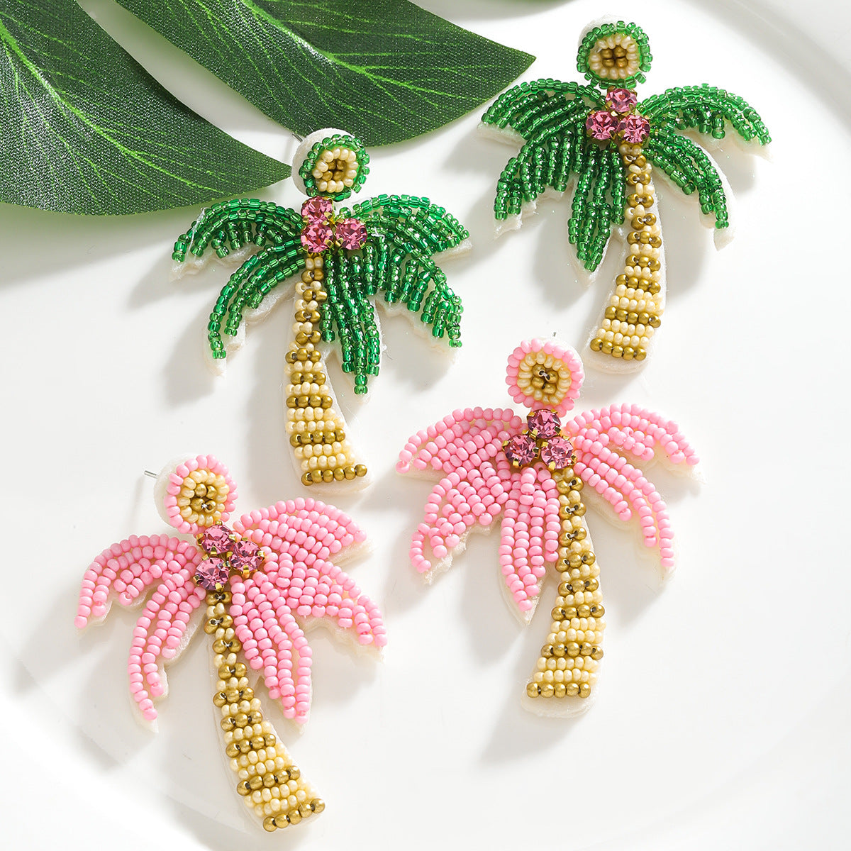 Bohemian Handmade Beaded Coconut Tree Earrings