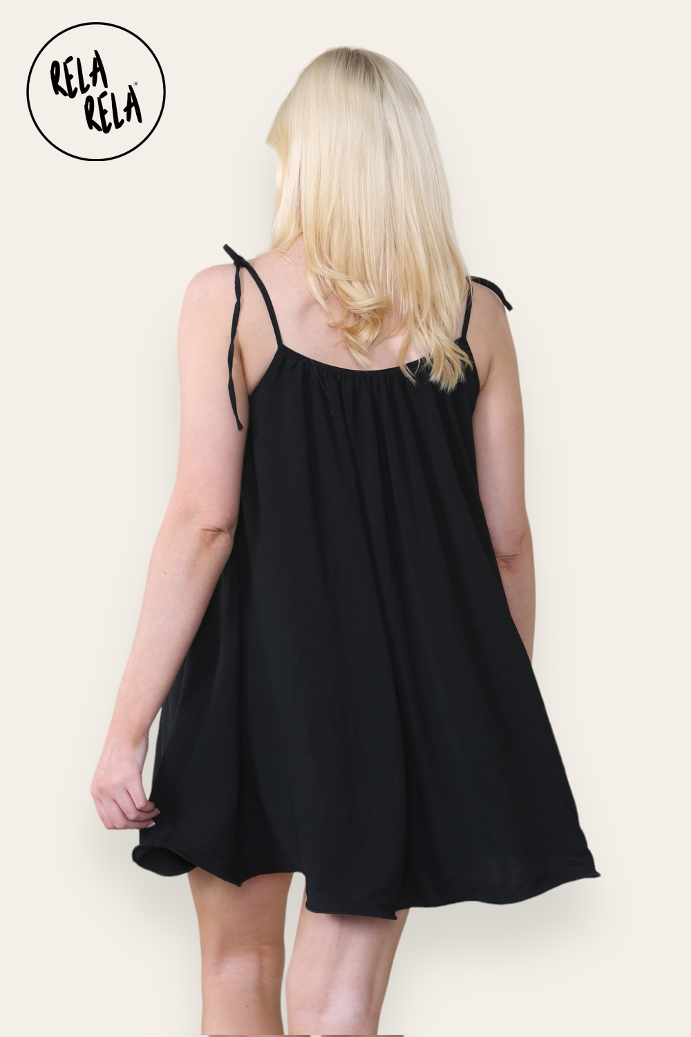 Strappy Wired Hem Swing Mini Dress Women Summer Dress in Black