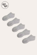 5 Pairs Plain Cotton Trainer Low Cut Ankle Socks in Grey