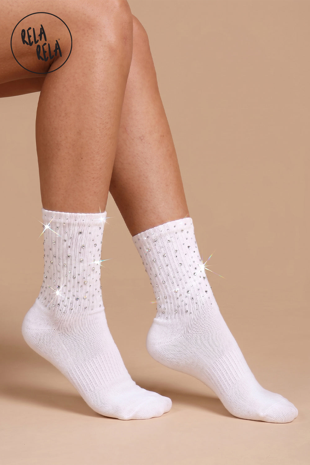 Everyday Rhinetone Detailed Cotton Trainer Ankle High Socks