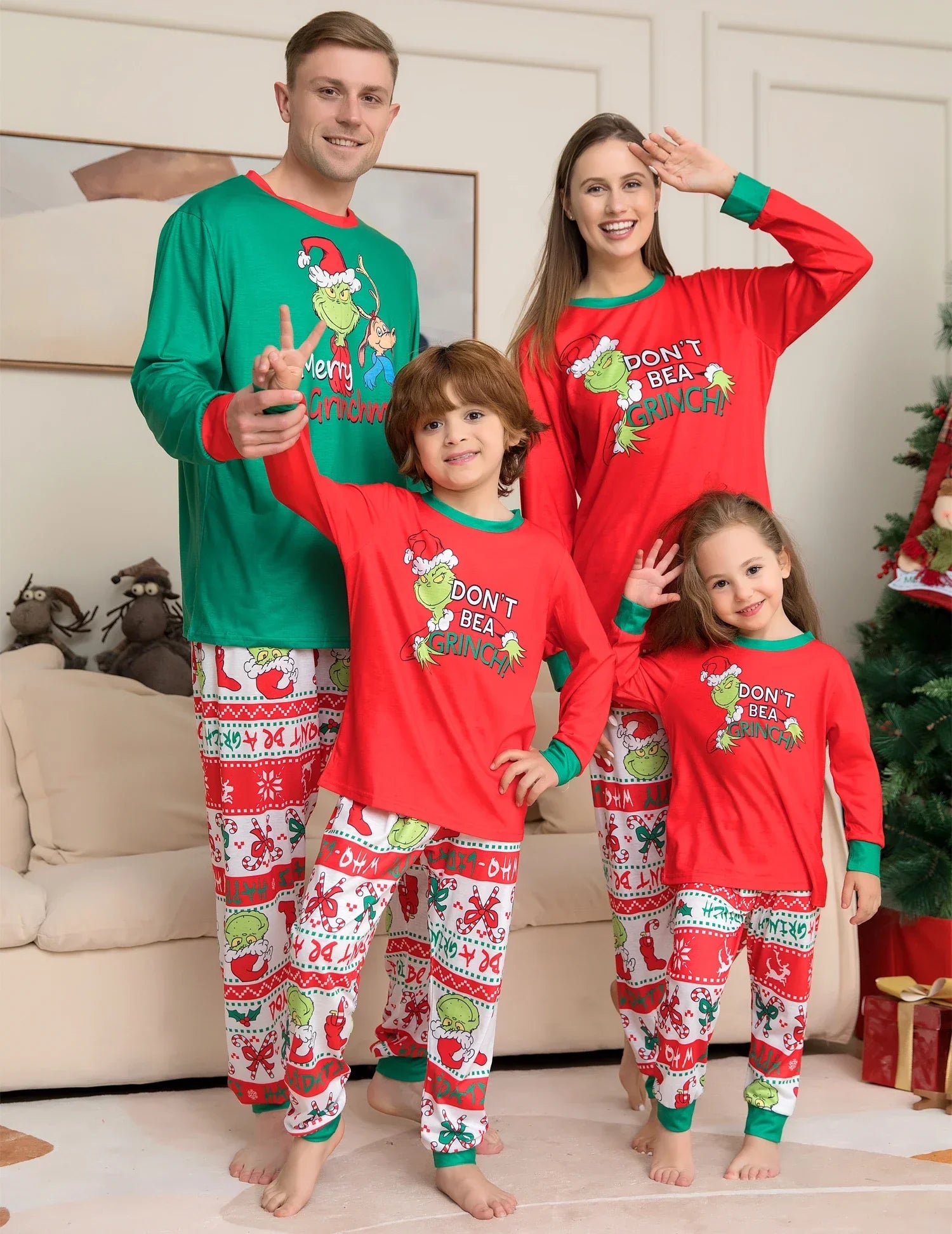 Monster Print Christmas Pajama Set