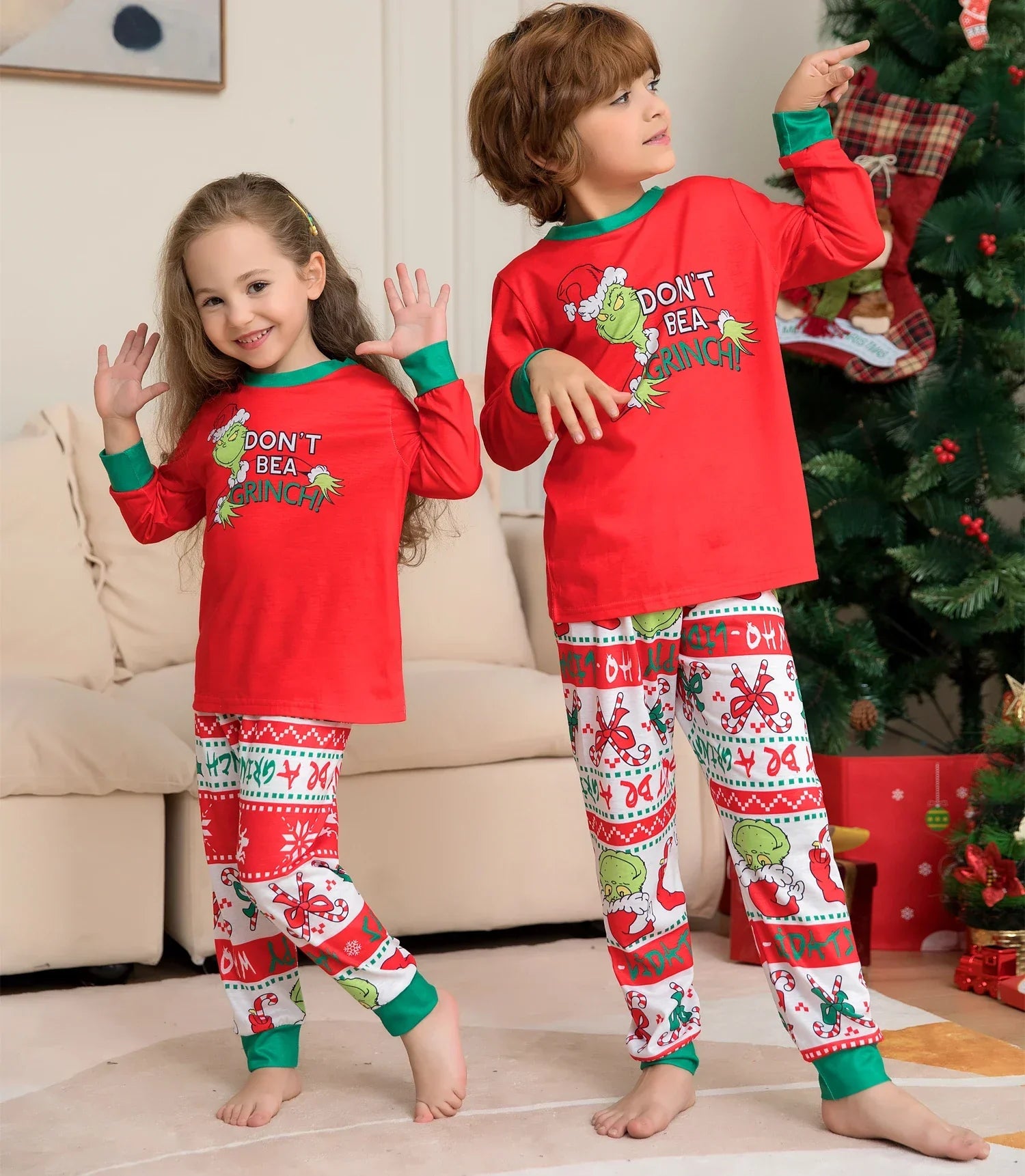 Monster Print Christmas Pajama Set