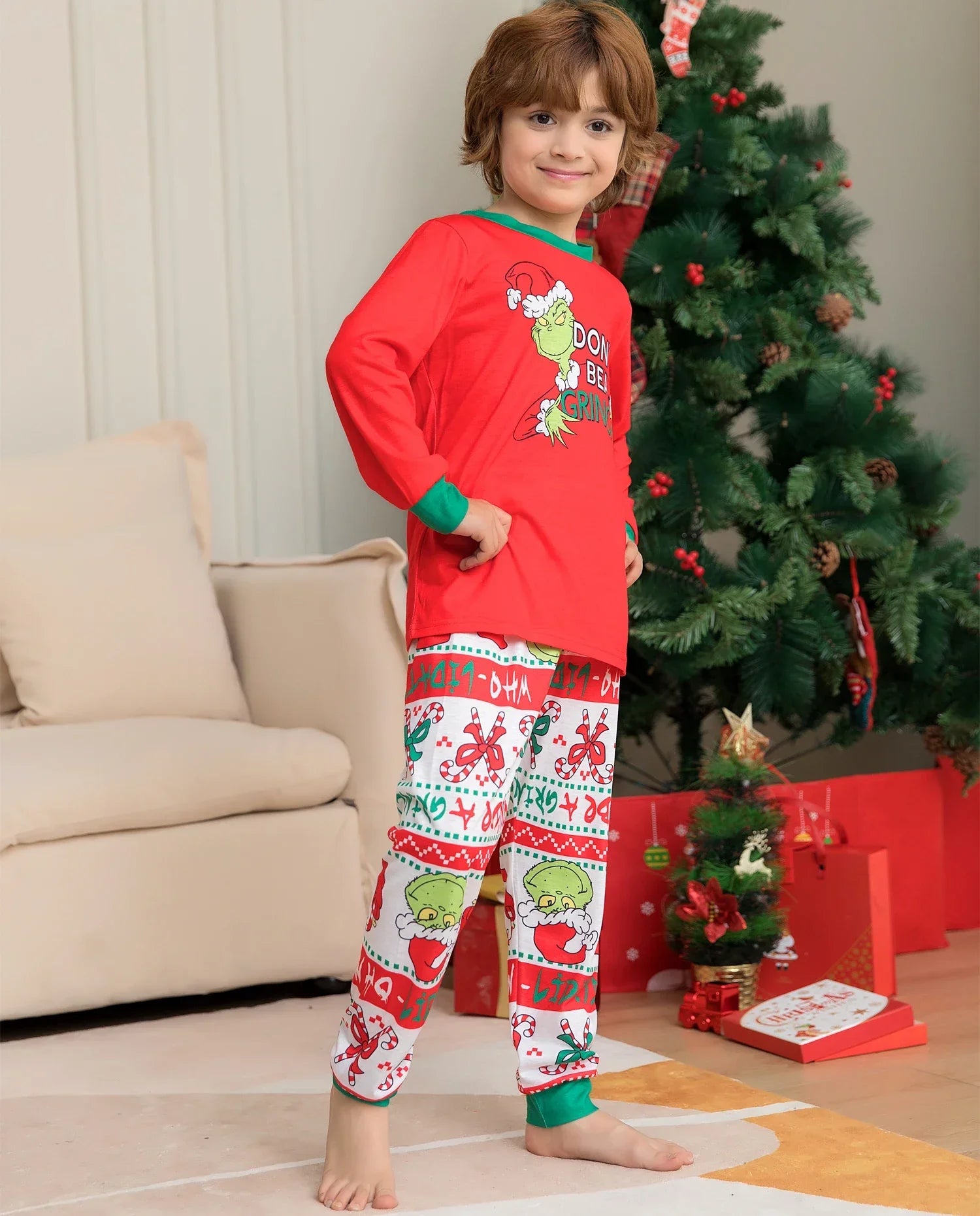 Monster Print Christmas Pajama Set