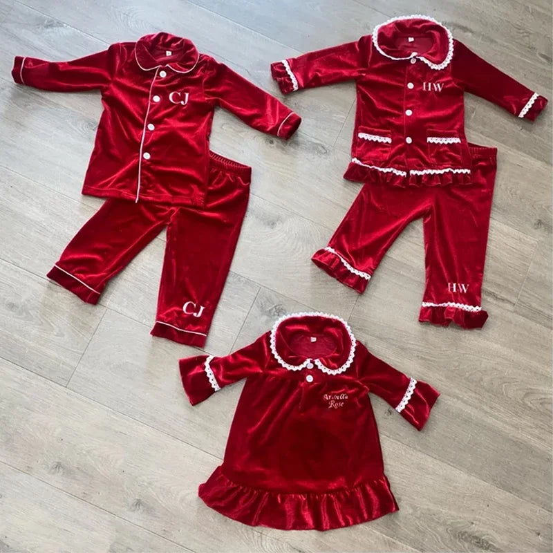 Luxury Velevt Christmas Family Pajamas Sets