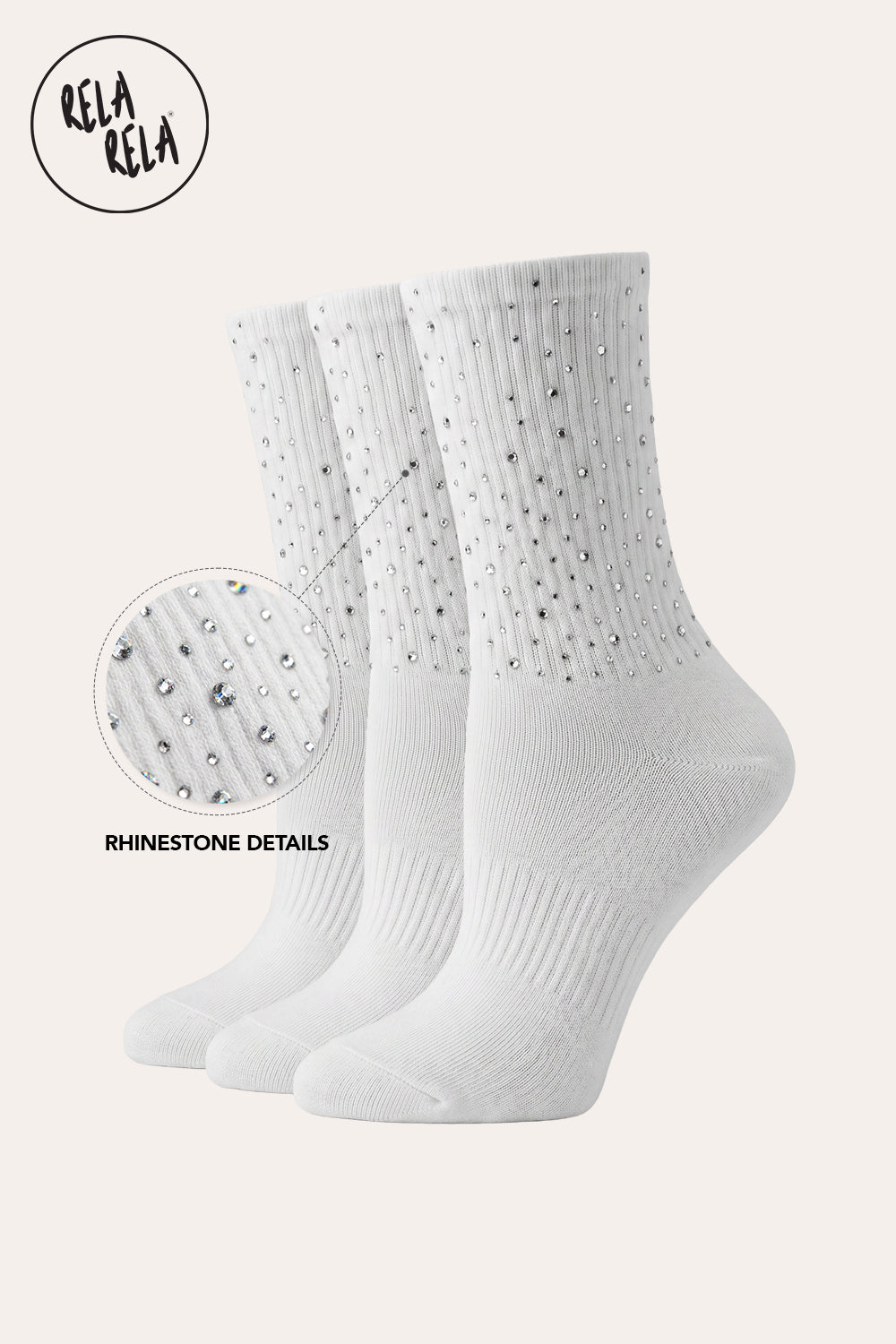 Everyday Rhinetone Detailed Cotton Trainer Ankle High Socks